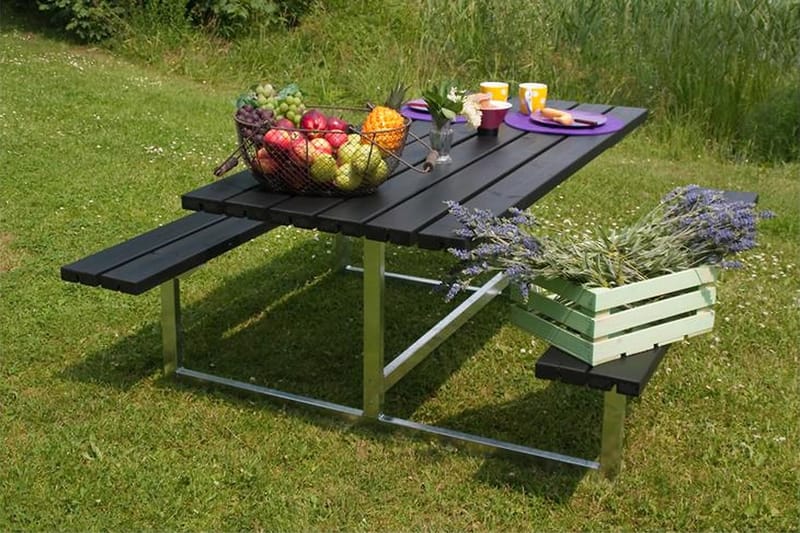 PLUS Basic bord- och bänkset 177 cm - Svart - Picknickbord