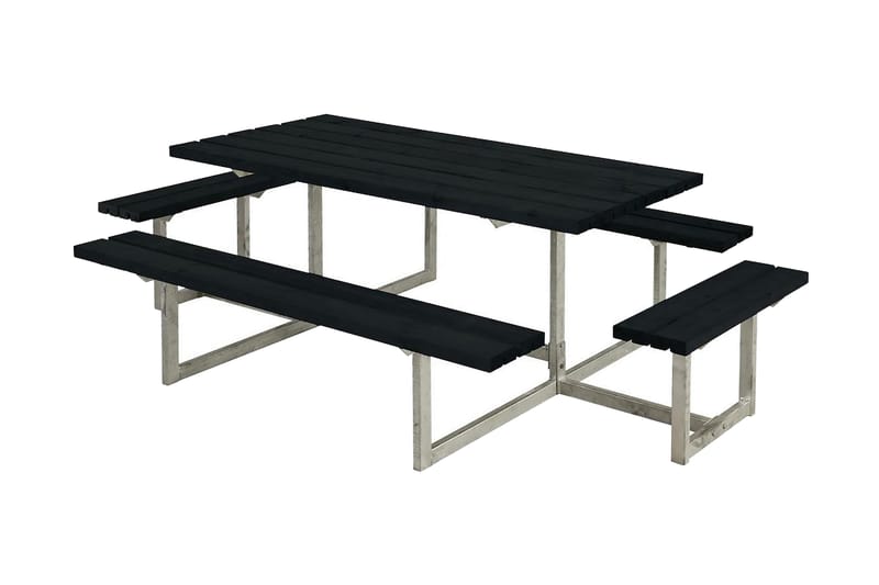 PLUS Basic bord- och bänkset komplett med 2 påbyggnader - Svart - Picknickbord