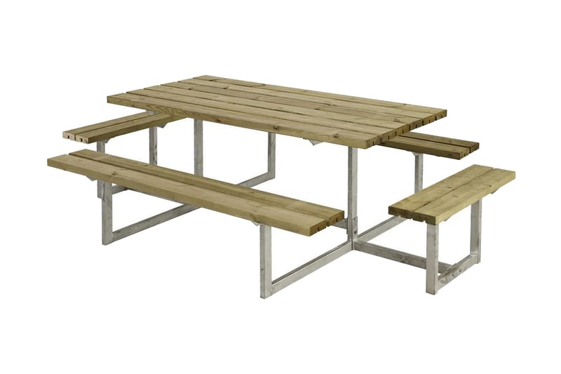 PLUS Basic bord- och bänkset komplett med 2 påbyggnader - Beige/Grå - Picknickbord