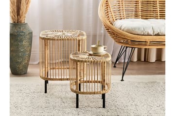 Rimouski Sidobord och Avlastningsbord Utomhus 40 cm Konstrotting - Beige/Svart - Utemöbler & utemiljö - Utebord & trädgårdsbord - Sidobord utomhus