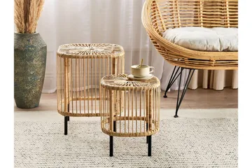 Rimouski Sidobord och Avlastningsbord Utomhus 40 cm Konstrotting - Beige/Svart - Utemöbler & utemiljö - Utebord & trädgårdsbord - Sidobord utomhus