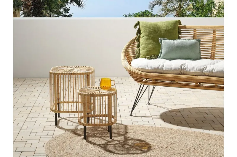 Rimouski Sidobord och Avlastningsbord Utomhus 40 cm Konstrotting - Beige/Svart - Utemöbler & utemiljö - Utebord & trädgårdsbord - Sidobord utomhus