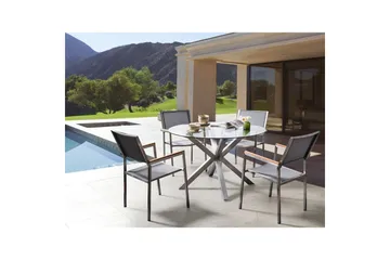 Runt bord Maletto - Silver, Transparent - Utemöbler & utemiljö - Utebord & trädgårdsbord - Matbord utomhus