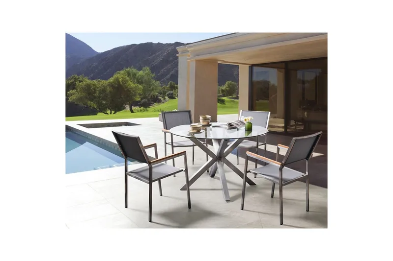 Runt bord Maletto - Silver, Transparent - Utemöbler & utemiljö - Utebord & trädgårdsbord - Matbord utomhus