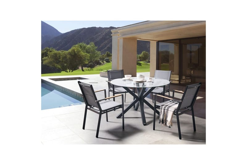 Runt bord Maletto - Svart, genomskinlig - Utemöbler & utemiljö - Utebord & trädgårdsbord - Matbord utomhus