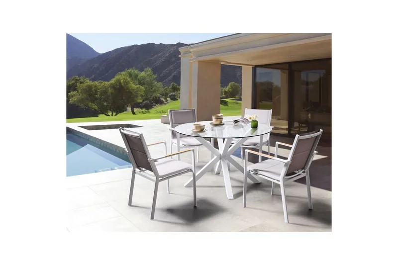 Runt bord Maletto - Vit, genomskinlig - Utemöbler & utemiljö - Utebord & trädgårdsbord - Matbord utomhus