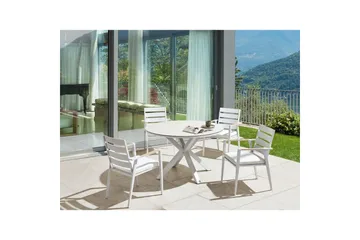 Runt bord Maletto Vit/Beige/Grå - Vit/Beige/Grå - Utemöbler & utemiljö - Utebord & trädgårdsbord - Matbord utomhus