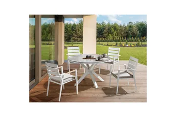 Runt bord Maletto Vit/Grå - Vit/Grå - Utemöbler & utemiljö - Utebord & trädgårdsbord - Matbord utomhus