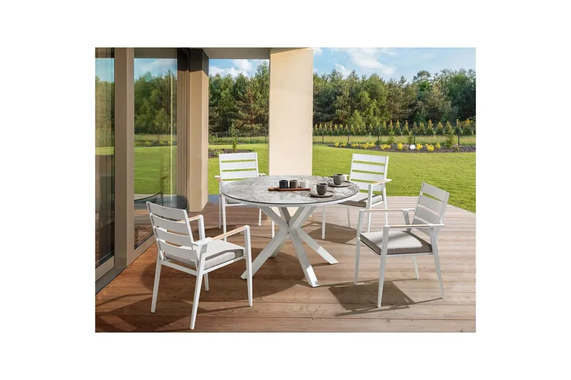 Runt bord Maletto Vit/Grå - Vit/Grå - Utemöbler & utemiljö - Utebord & trädgårdsbord - Matbord utomhus