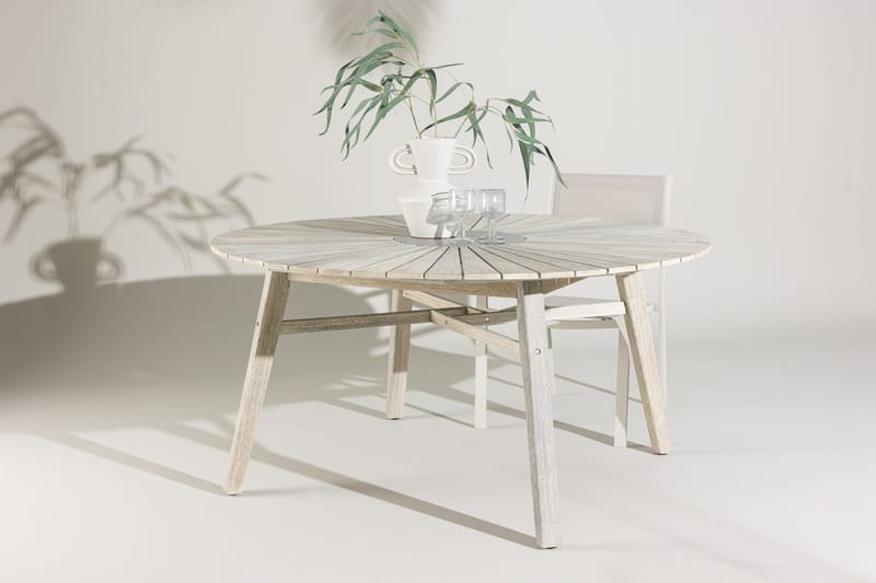 Runt Matbord Rives 150 cm Utomhus, Vitputsad