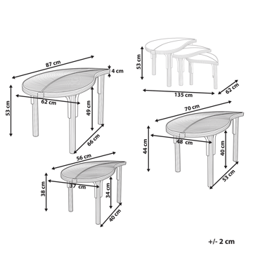 Set med 3 Soffbord utomhus Paralia Rotting - Naturlig/Beige - Utemöbler & utemiljö - Utebord & trädgårdsbord - Loungebord & soffbord utomhus