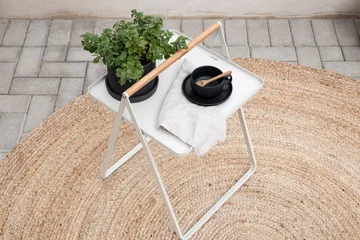 Clarin Hopfällbart Sidobord och Avlastningsbord Utomhus 45 cm - Beige - Utemöbler & utemiljö - Utebord & trädgårdsbord - Sidobord utomhus