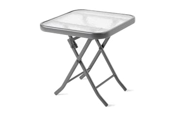 DUBLIN Litet Hopfällbart Cafébord och Utebord 46 cm Stål Glas - Grå - Utemöbler & utemiljö - Utebord & trädgårdsbord - Sidobord utomhus