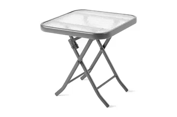DUBLIN Litet Hopfällbart Cafébord och Utebord 46 cm Stål Glas - Grå - Utemöbler & utemiljö - Utebord & trädgårdsbord - Sidobord utomhus