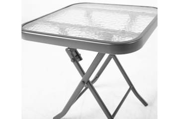 DUBLIN Litet Hopfällbart Cafébord och Utebord 46 cm Stål Glas - Grå - Utemöbler & utemiljö - Utebord & trädgårdsbord - Sidobord utomhus
