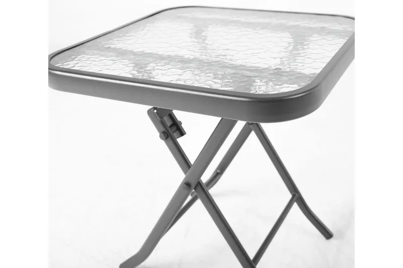 DUBLIN Litet Hopfällbart Cafébord och Utebord 46 cm Stål Glas - Grå - Utemöbler & utemiljö - Utebord & trädgårdsbord - Sidobord utomhus