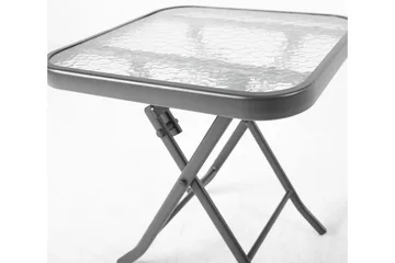 DUBLIN Litet Hopfällbart Cafébord och Utebord 46 cm Stål Glas - Grå - Utemöbler & utemiljö - Utebord & trädgårdsbord - Sidobord utomhus