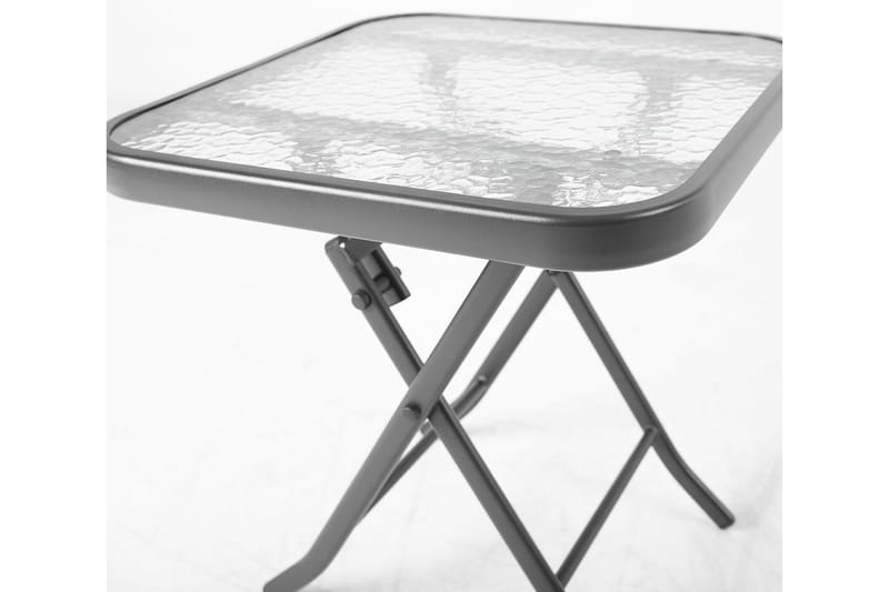 DUBLIN Litet Hopfällbart Cafébord och Utebord 46 cm Stål Glas - Grå - Utemöbler & utemiljö - Utebord & trädgårdsbord - Sidobord utomhus