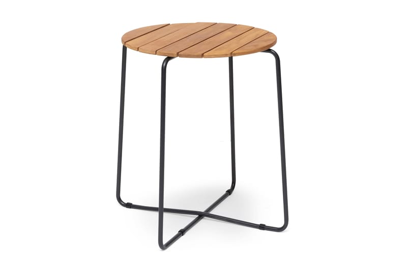 Hillerstorp Oas Runt Cafébord och KaffeUtebord Utomhus 56 cm Trä Teak, Brun/ Svart