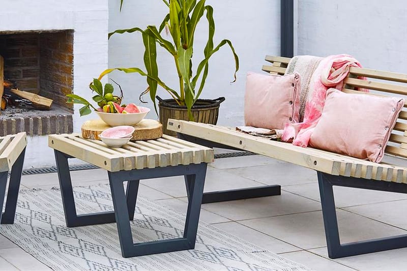 PLUS Siesta Utebord/Pall 80 cm - Trä|Svart - Utemöbler & utemiljö - Utebord & trädgårdsbord - Sidobord utomhus