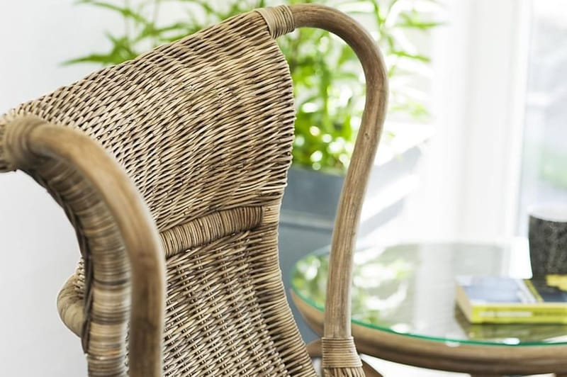 Praktö Runt Sidobord och Avlastningsbord Utomhus 50 cm Naturrotting Glas - Ljusbrun - Utemöbler & utemiljö - Utebord & trädgårdsbord - Sidobord utomhus