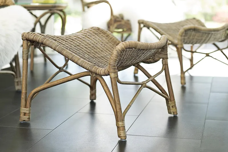 Praktö Runt Sidobord och Avlastningsbord Utomhus 50 cm Naturrotting Glas - Ljusbrun - Utemöbler & utemiljö - Utebord & trädgårdsbord - Sidobord utomhus