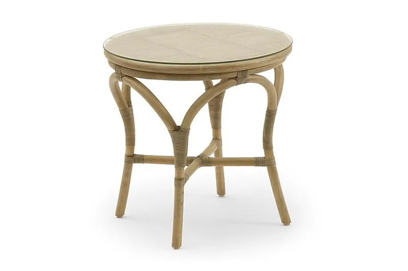 Praktö Runt Sidobord och Avlastningsbord Utomhus 50 cm Naturrotting Glas, Ljusbrun