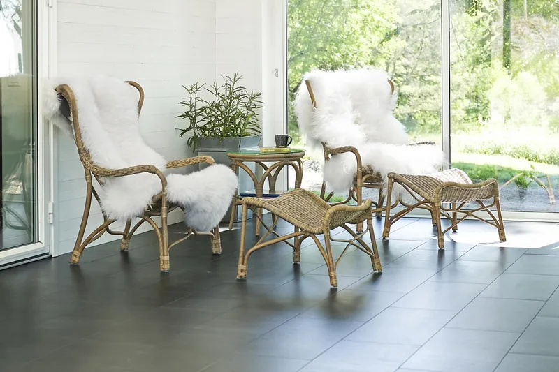 Praktö Runt Sidobord och Avlastningsbord Utomhus 50 cm Naturrotting Glas - Ljusbrun - Utemöbler & utemiljö - Utebord & trädgårdsbord - Sidobord utomhus