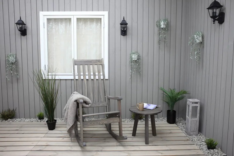 Rolston Sidobord och BlomUtebord Utomhus 50 cm Trä - Grå - Utemöbler & utemiljö - Utebord & trädgårdsbord - Sidobord utomhus