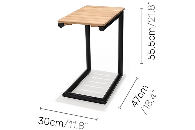 Sidobord Utomhus Portals 47 cm - Svart/Trä - Utemöbler & utemiljö - Utebord & trädgårdsbord - Sidobord utomhus