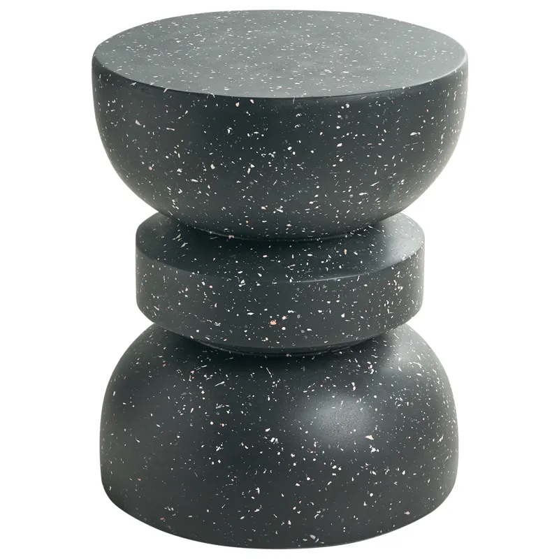 Sidobord utomhus Faliro 37 cm 37 cm Terrazzoeffekt, Svart