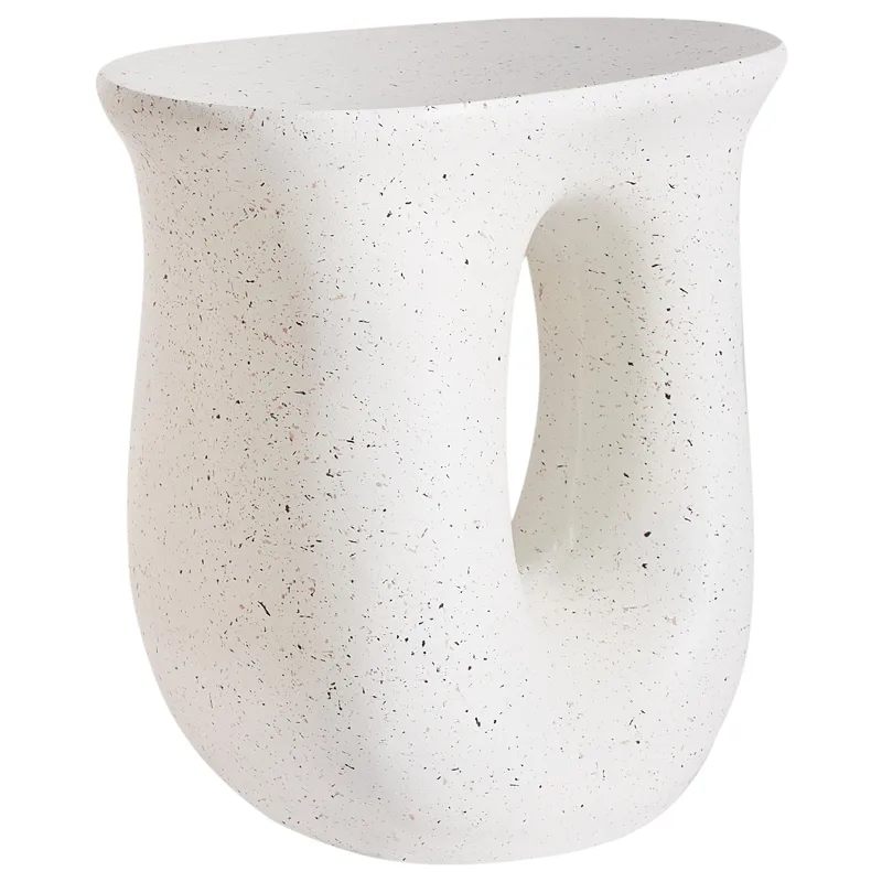 Sidobord utomhus Idro 42 cm Terrazzoeffekt, Vit