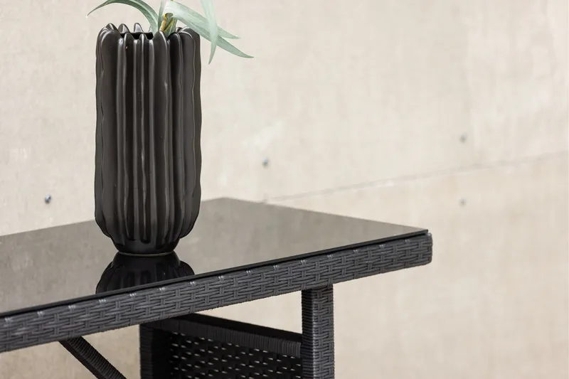 Padova Hopfällbart Sidobord och Avlastningsbord Utomhus 120 cm Glas - Svart - Utemöbler & utemiljö - Utebord & trädgårdsbord - Sidobord utomhus