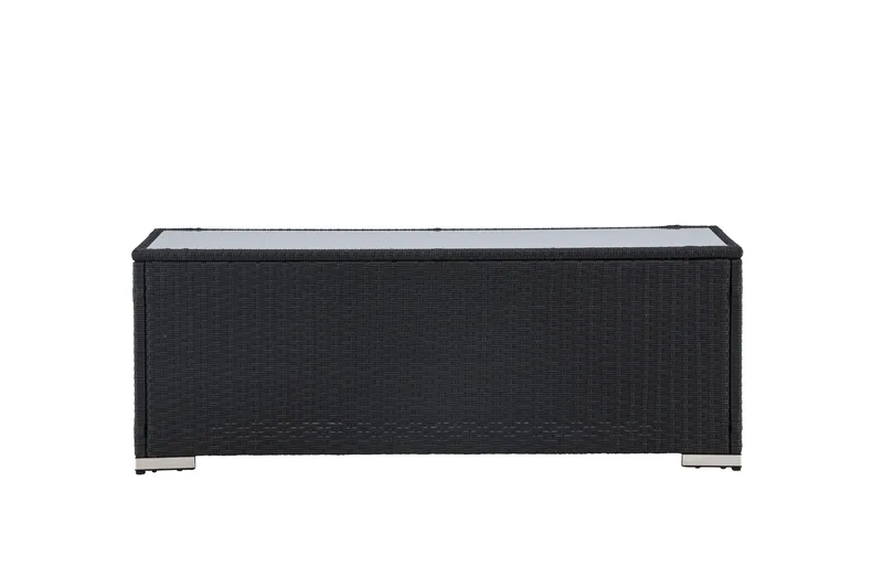 London Soffbord och Loungebord Utomhus 120 cm Konstrotting Glas - Svart - Utemöbler & utemiljö - Utebord & trädgårdsbord - Loungebord & soffbord utomhus