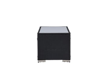 London Soffbord och Loungebord Utomhus 120 cm Konstrotting Glas - Svart - Utemöbler & utemiljö - Utebord & trädgårdsbord - Loungebord & soffbord utomhus