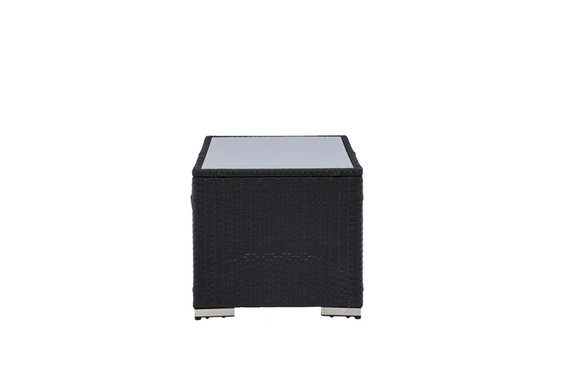 London Soffbord och Loungebord Utomhus 120 cm Konstrotting Glas - Svart - Utemöbler & utemiljö - Utebord & trädgårdsbord - Loungebord & soffbord utomhus