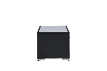 London Soffbord och Loungebord Utomhus 120 cm Konstrotting Glas - Svart - Utemöbler & utemiljö - Utebord & trädgårdsbord - Loungebord & soffbord utomhus