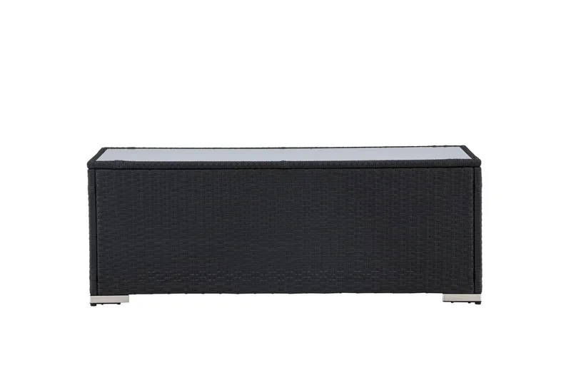 London Soffbord och Loungebord Utomhus 120 cm Konstrotting Glas - Svart - Utemöbler & utemiljö - Utebord & trädgårdsbord - Loungebord & soffbord utomhus