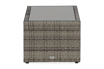 Bahamas Loungbord och Soffbord med hylla Utomhus 113 cm Konstrotting Glas - Grå - Utemöbler & utemiljö - Utebord & trädgårdsbord - Loungebord & soffbord utomhus