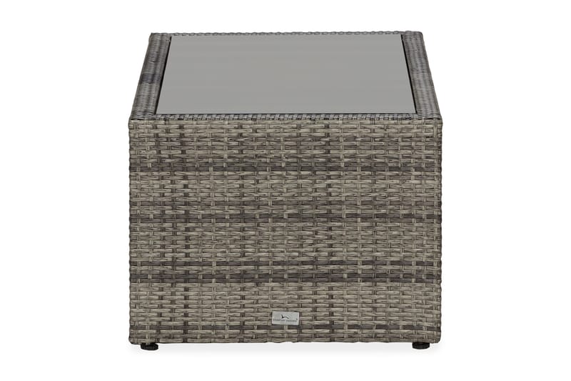 Bahamas Loungbord och Soffbord med hylla Utomhus 113 cm Konstrotting Glas - Grå - Utemöbler & utemiljö - Utebord & trädgårdsbord - Loungebord & soffbord utomhus