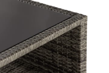 Bahamas Loungbord och Soffbord med hylla Utomhus 113 cm Konstrotting Glas - Grå - Utemöbler & utemiljö - Utebord & trädgårdsbord - Loungebord & soffbord utomhus