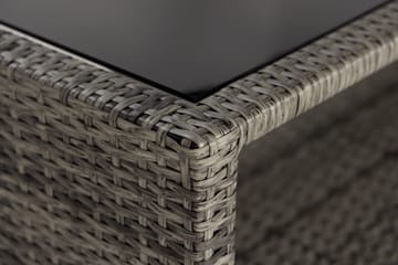 Bahamas Loungbord och Soffbord med hylla Utomhus 113 cm Konstrotting Glas - Grå - Utemöbler & utemiljö - Utebord & trädgårdsbord - Loungebord & soffbord utomhus