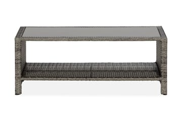 Bahamas Loungbord och Soffbord med hylla Utomhus 113 cm Konstrotting Glas - Grå - Utemöbler & utemiljö - Utebord & trädgårdsbord - Loungebord & soffbord utomhus