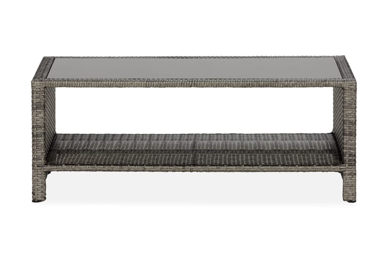 Bahamas Loungbord och Soffbord med hylla Utomhus 113 cm Konstrotting Glas - Grå - Utemöbler & utemiljö - Utebord & trädgårdsbord - Loungebord & soffbord utomhus