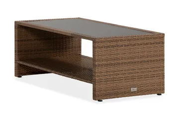 Bahamas Loungbord och Soffbord med hylla Utomhus 113 cm Konstrotting Glas - Sand - Utemöbler & utemiljö - Utebord & trädgårdsbord - Loungebord & soffbord utomhus