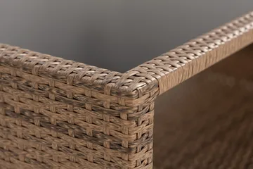 Bahamas Loungbord och Soffbord med hylla Utomhus 113 cm Konstrotting Glas - Sand - Utemöbler & utemiljö - Utebord & trädgårdsbord - Loungebord & soffbord utomhus