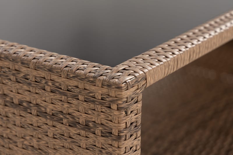 Bahamas Loungbord och Soffbord med hylla Utomhus 113 cm Konstrotting Glas - Sand - Utemöbler & utemiljö - Utebord & trädgårdsbord - Loungebord & soffbord utomhus