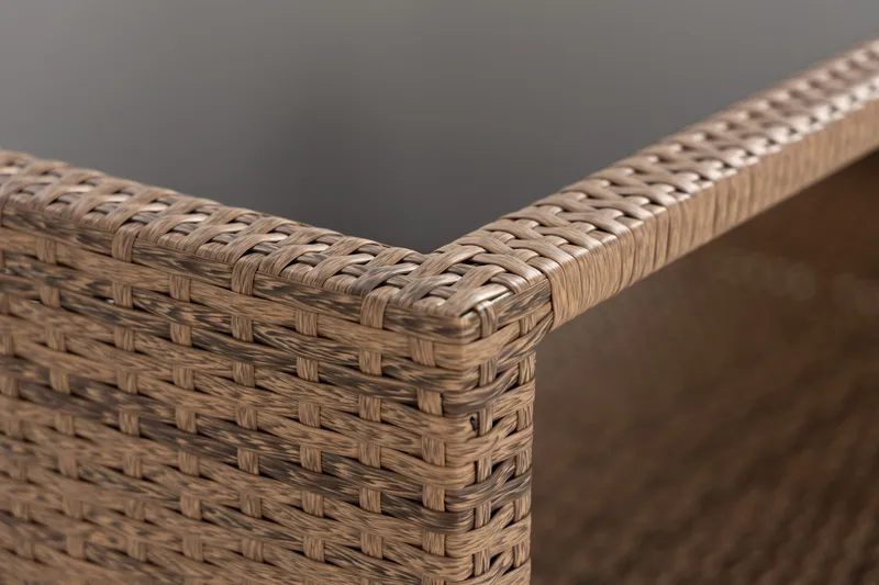 Bahamas Loungbord och Soffbord med hylla Utomhus 113 cm Konstrotting Glas - Sand - Utemöbler & utemiljö - Utebord & trädgårdsbord - Loungebord & soffbord utomhus