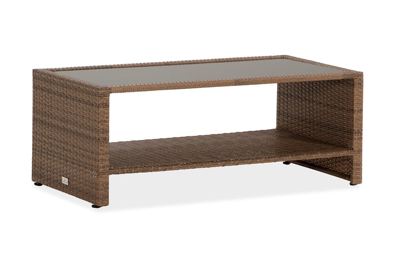 Bahamas Loungbord och Soffbord med hylla Utomhus 113 cm Konstrotting Glas, Sand