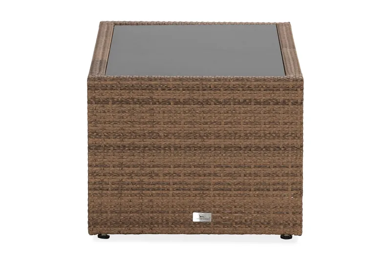 Bahamas Loungbord och Soffbord med hylla Utomhus 113 cm Konstrotting Glas - Sand - Utemöbler & utemiljö - Utebord & trädgårdsbord - Loungebord & soffbord utomhus